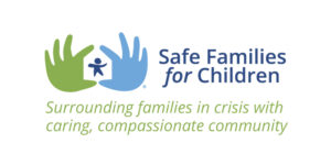 This is a logo for the program Safe Families for Children in Boise, Idaho. It also says "Surrounding families in crisis with caring compassionate community."