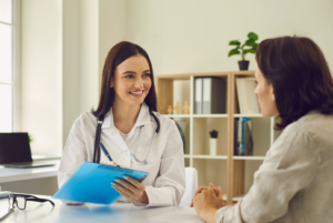medical prescriber with patient